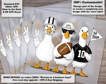 Transferencia divertida de fútbol americano Silly Goose DTF / Transferencia termoadhesiva retro para el día del partido / Transferencia lista para planchar para camisetas de fútbol americano de otoño