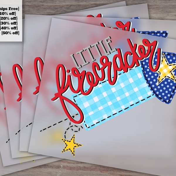 Little Firecracker CD - Faux Applique Design, Ready-to-Press, Perfect for Heat Transfer and DTF - Etsy Shop Product