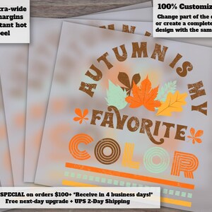Autumn-Themed Fall Designs, Thankful Clipart, Shirt Design for Thanksgiving, Ready to Press, Heat Transfer, DTF, Autumn is my Favorite Color image 1