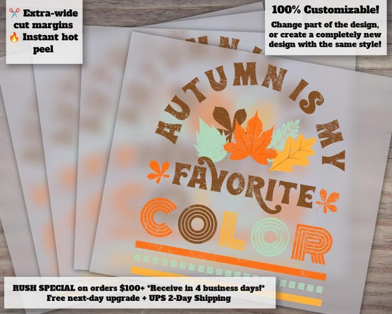 Autumn-Themed Fall Designs, Thankful Clipart, Shirt Design for Thanksgiving, Ready to Press, Heat Transfer, DTF, Autumn is my Favorite Color