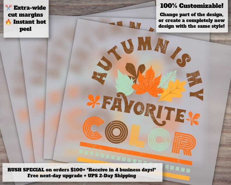Autumn-Themed Fall Designs, Thankful Clipart, Shirt Design for Thanksgiving, Ready to Press, Heat Transfer, DTF, Autumn is my Favorite Color image 1