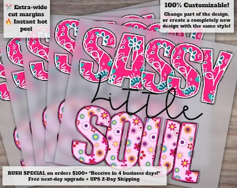 Sassy Little Soul Kids Design, Toddler and Baby Heat Transfer, DTF Ready to Press, Girl Design for Shirt Printing