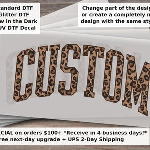 Custom Text Leopard DTF Transfer | Personalized Trendy Heat Press Transfer Ready to Press