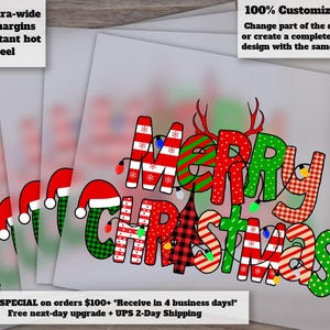 Christmas Light Santa Tree Design, Ready to Press, Heat Transfer, DTF, Merry Christmas