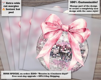 Pink Disco Ball 2025 Holiday Vibes Ready to Press DTF Heat Transfer