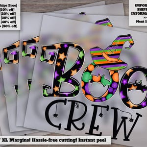 Boo Crew Halloween Design, Spooky Mom Life Theme, Ready to Press Heat Transfer, DTF, Craft Project