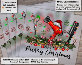 Hair Stylist Christmas Design | Merry Christmas Hair Dryer and Comb | Western Heat Transfer and DTF Ready for Press
