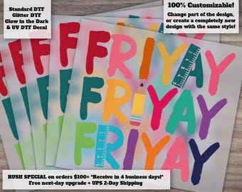 Happy Friyay DTF Transfer | Retro Mom Life Teacher Appreciation Ready to Press Heat Transfer | TGIF Friday Vibes