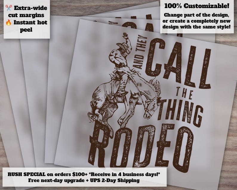 Rodeo Retro Designs | Western Inspired ready-to-press heat transfer | Shirt Design | DTF zdjęcie 1