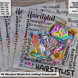 Sunflower Hair Stylist Design for Cricut, Hair Hustler and Therapy Files, Heat Transfer, Ready to Press DTF, Unique Hair Stylist Files