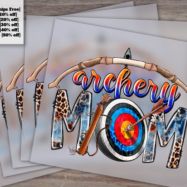 Archery Mama Heat Transfer, DTF Ready, Sport Designs, Archery Gift for Mom, Transparent Artwork