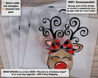 Christmas Reindeer, Reindeer Dtf, Chirstmas Dtf Transfers, Heat Transfer, Cute Reindeer Dtf, Ready For Press, Christmas Design