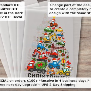 Construction Truck Boys Christmas DTF Transfer | Holiday Santa Gift Ready to Press Iron On