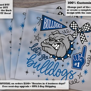 Custom Mascot | Bulldogs Doodle Mascot Blue Ready to Press DTF Heat Transfer