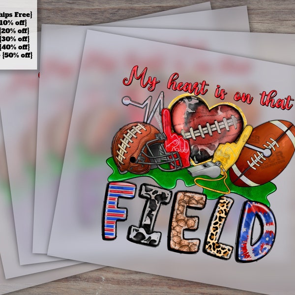 Football Mom Ready to Press Design, Football Shirt Artwork, Heat Transfer Graphic, Football Field Heart Motif, DTF, Heat Application Image
