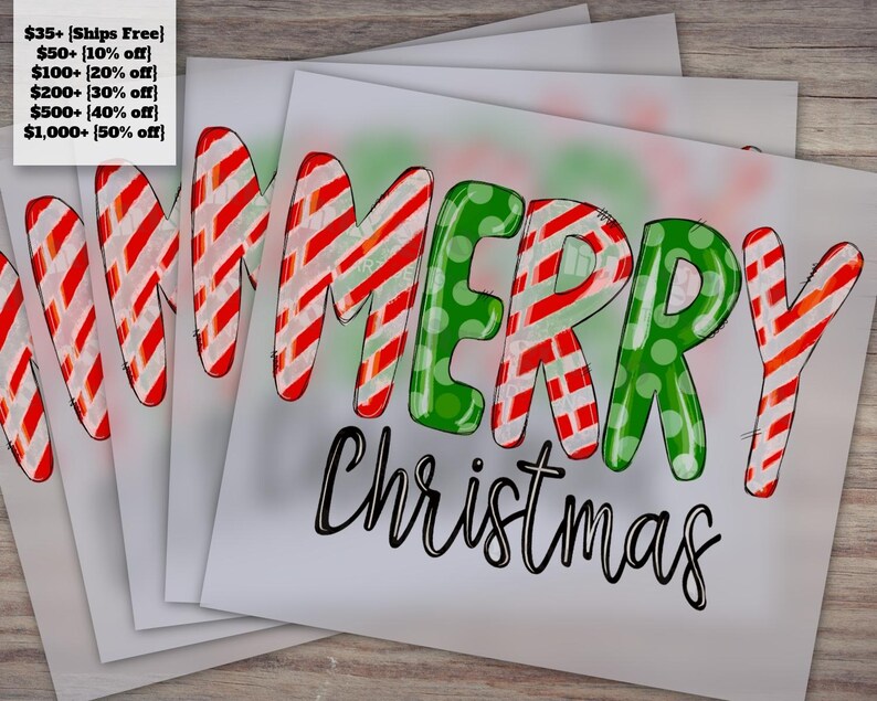 Festive Merry Christmas Heat Transfer Design Ready to Press Christmas