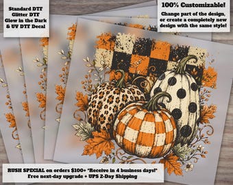 Preppy Pumpkins Trio DTF Transfer | Fall Leopard Checkered Boho Autumn Pumpkin Ready to Press Heat Transfer