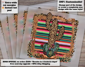 Cactus Serape, Cactus Dtf, Cactus Graphic, Serape Cactus Dtf, Watercolor Cacti, Leopard Print, Digital Print, Print Transfer