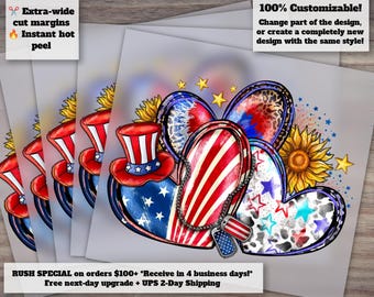 4th of July Heart Design, American Love, Fireworks, Western Heat Transfer, DTF, Heat Press