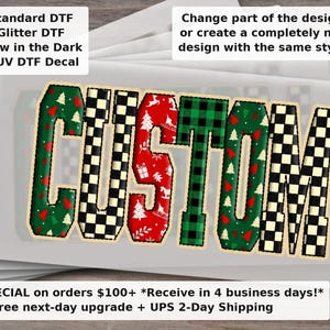 Custom Retro Mama Christmas DTF Transfer | Vintage Patchwork Mimi Gigi Nana Christmas Tree Plaid Checkered Girly Holiday Iron On
