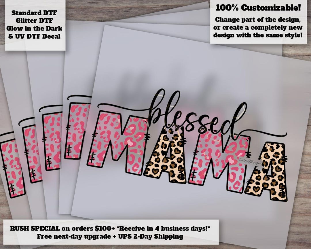 Blessed Mama Leopard Print Heat Transfer DTF Ready to Press Mom Shirt ...
