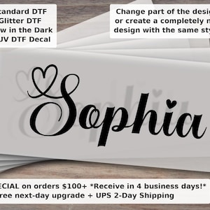 Custom Name Calligraphy DTF Heat Transfer with Handlettered Cursive Style