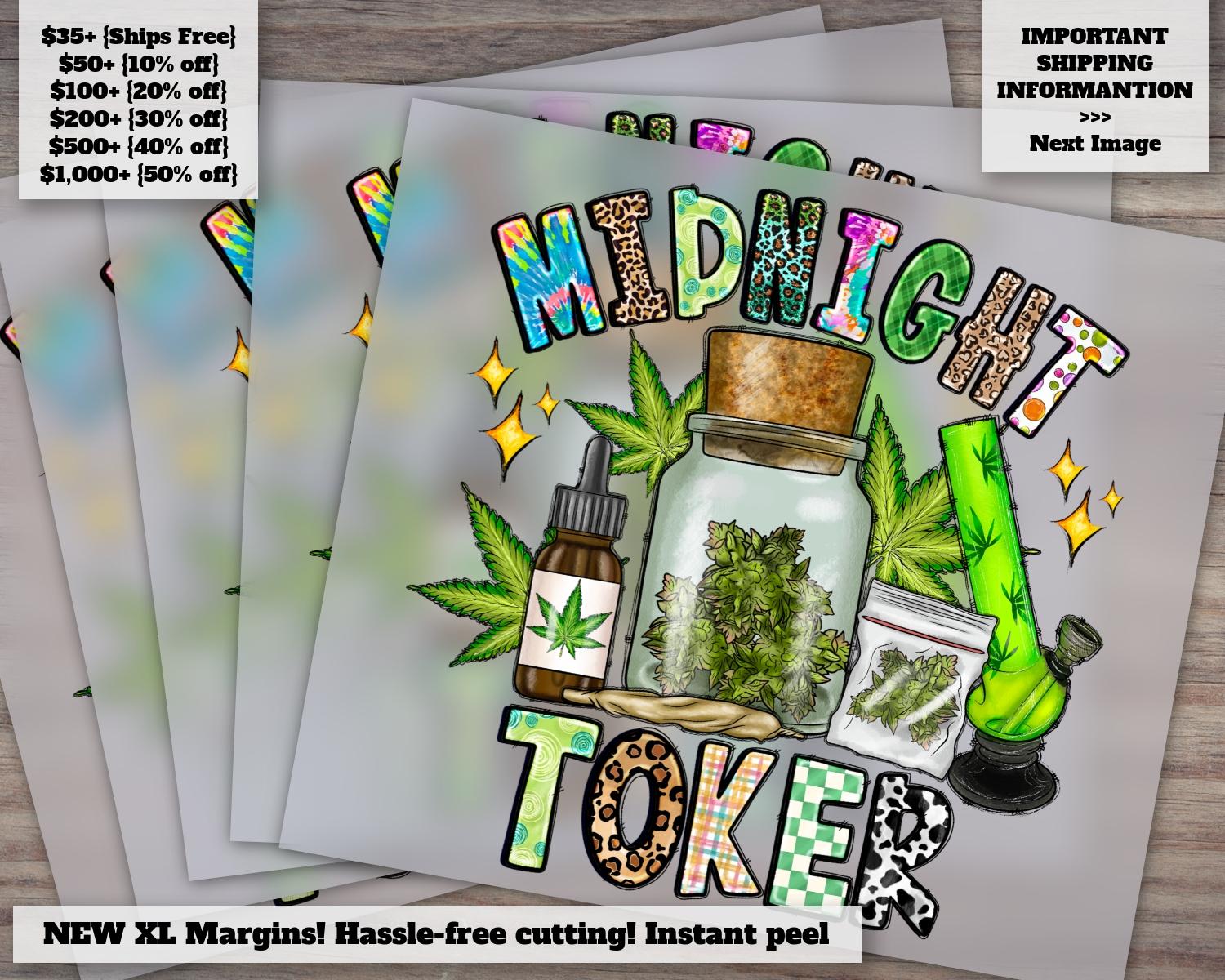 Midnight Toker Cannabis Design - Western Weed Theme, Heat Transfer, DTF Ready, Weed Jars - 420 Digital Design for Press
