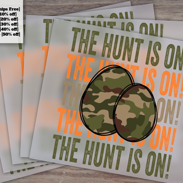 DTF Transfer Easter Egg Hunt - Camo Boy T-Shirt Design, Ready to Press Heat Transfer for Shirts