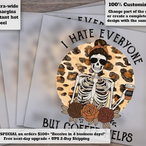 Coffee Helps Retro Sublimations | Skeleton Design, Shirt Graphics, Heat Transfer Ready, DTF, Press Ready image 1