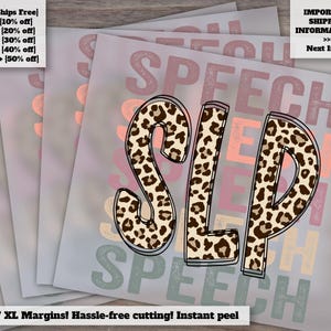 Back to School Speech Language Pathologist Design | Heat Transfer | Waterslide Ready to Press - DTF | Cheetah Leopard Pattern