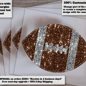 Sequin Football Design | Hand Drawn Glitter Patch | Faux Appliqué | DTF Ready to Press | Heat Transfer Art