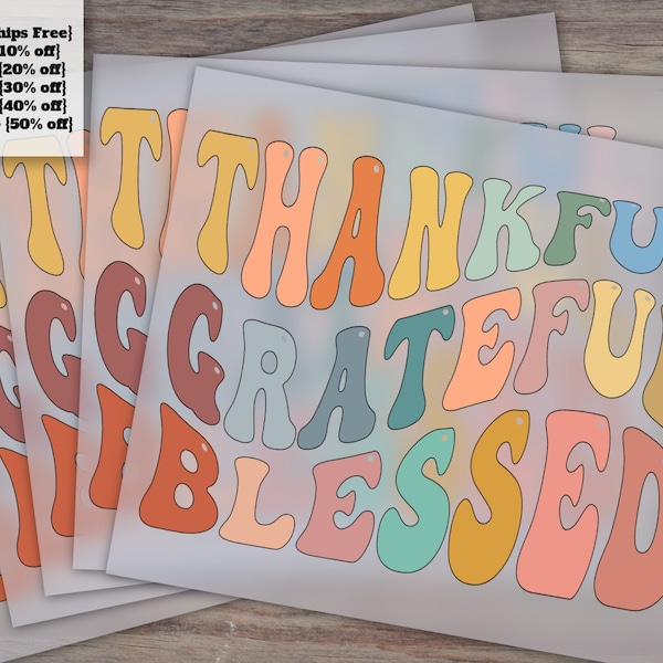 Thanksgiving Autumn Blessings, Colorful Fall Designs, Ready to Press Heat Transfer DTF, Gratitude Clipart