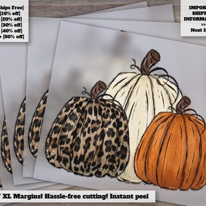 Thanksgiving Heat Transfer Design - Fall Pumpkins, Ready to Press, DTF, Transparent, for Etsy Shop Listings