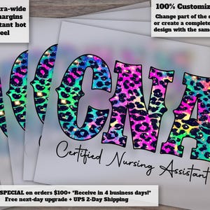 Certified Nursing Assistant Design, CNA Life Print, Nurse Art, Heat-Ready Transfer, Colorful Leopard CNA, DTF, Press-Ready