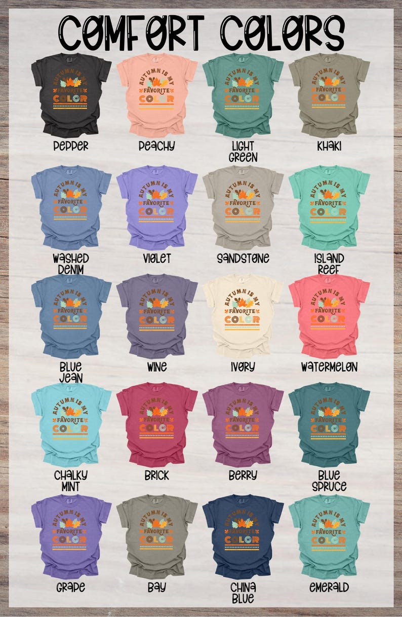 Autumn-Themed Fall Designs, Thankful Clipart, Shirt Design for Thanksgiving, Ready to Press, Heat Transfer, DTF, Autumn is my Favorite Color image 5