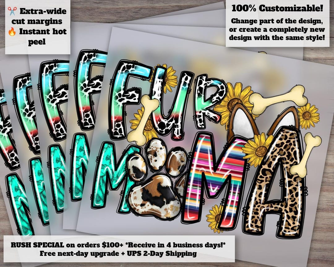 Western Fur Mama Heat Transfer, DTF, Ready to Press, Dog Mom, Mother's ...