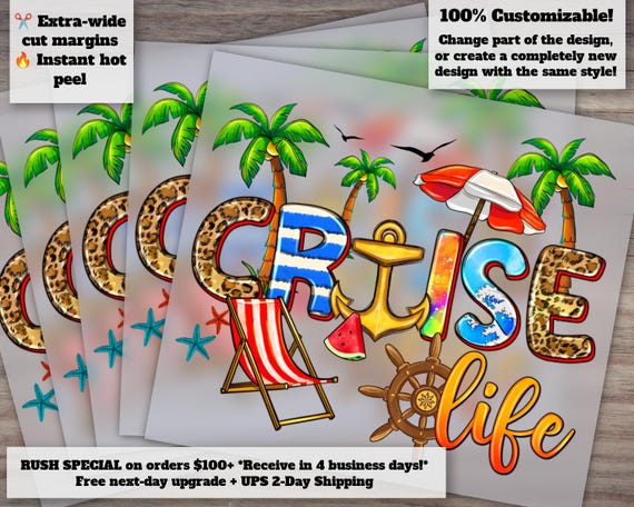 Summer Cruise Life Heat Transfer and DTF Design - Ready to Press, Vacation and Summer Vibes Sublimation