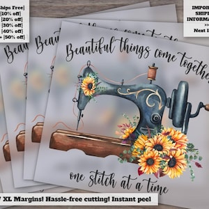 Beautiful Sunflower Sewing Machine DTF Prints for Shirts: Watercolor Floral Sublimation Transfers, Heat Transfers & Ready to Press Designs