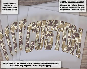 Custom Camo School Spirit DTF Heat Transfer Design