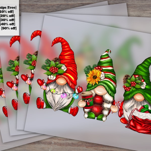 Christmas Gnomes Dtf Transfers, Ready For Press, Gnome Design, Gnome Gifts, Dtf Prints, Christmas Custom, Christmas png