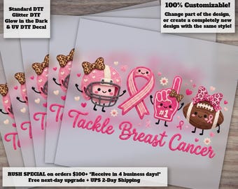 Transferencia DTF para combatir el cáncer de mama - Balón de fútbol rosa de hilo sintético con estampado de leopardo, campaña de concientización de octubre, listo para imprimir.