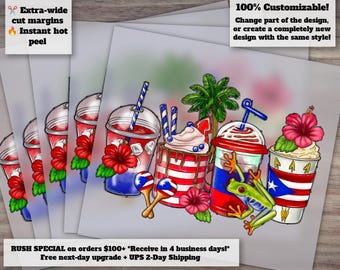 Ready-to-Press Puerto Rico Coffee Cups Design for Heat Transfer, DTF, Featuring Puerto Rico Flag - Etsy Shop Listings SEO