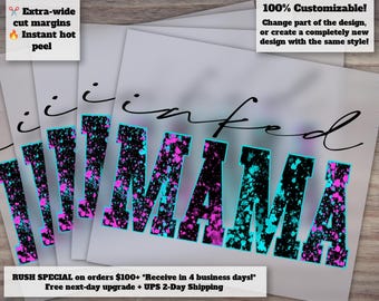 Inked Mama Purple Leopard Print Heat Transfer Design, Ready-to-Press Shirt, Ruined by Responsibility Tattooed Style, DTF for Pressing