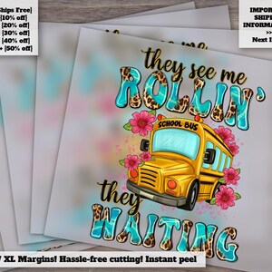 Back to School Themed Design: Rollin&#39; School Bus for Heat Transfer, DTF, Ready to Press - For Bus Driver Appreciation