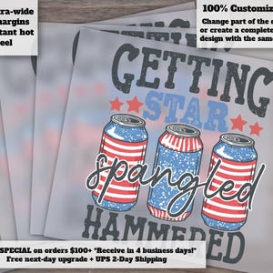 Star-Spangled Hammered Humorous 4th of July Design - Heat Transfer, DTF, Ready to Press for US Independence Day Celebration