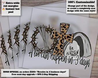 Hand-Drawn Easter Christian Design for Heat Transfer, DTF, Ready to Press - 3-day Miracle Inspired