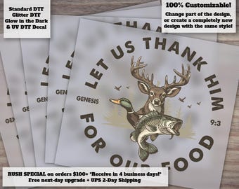 Christian Deer Duck Fishing Heat Transfer Cross Camo Design
