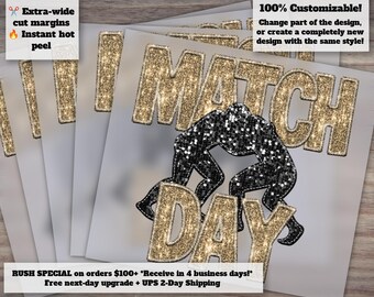 Match Day Wrestling - Faux Embroidery and Glitter, Glitter Wrestling Mom Design, Heat Transfer, Ready to Press and DTF - Glitter Style