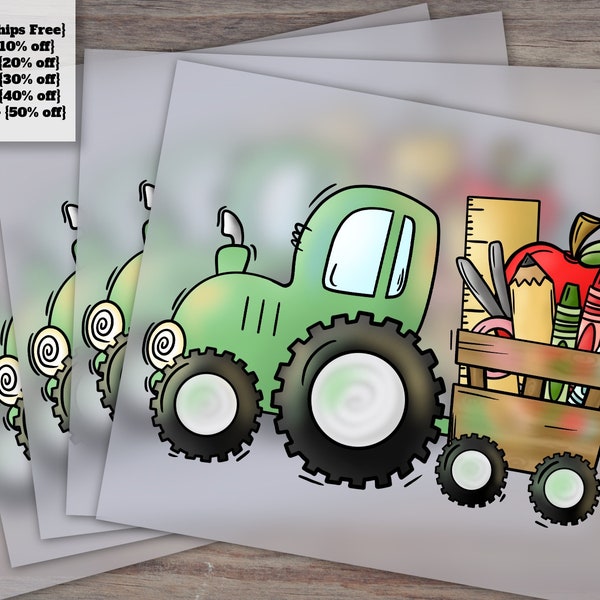 Back to School Tractor Design for Teachers, Ready to Press Heat Transfer, DTF - Etsy Shop Listing