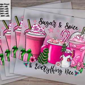 Sugar And Spice And Everything Nice Dtf, Pink, Coffee, Coffee Print, Christmas Coffee, Print Transfer, Merry Christmas, Sublimation Print